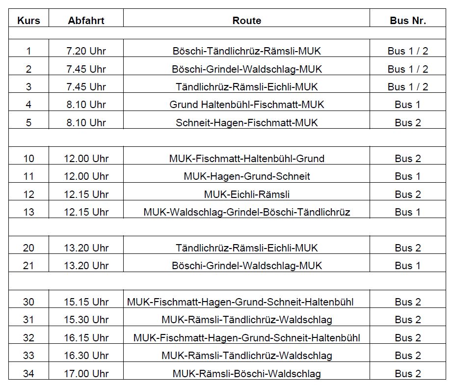 Schulbusfahrplan