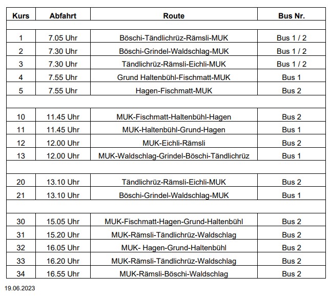 Schulbusfahrplan
