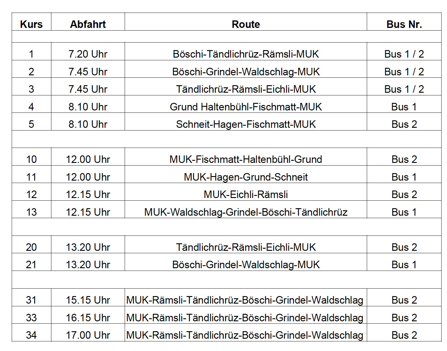 Schulbusfahrplan