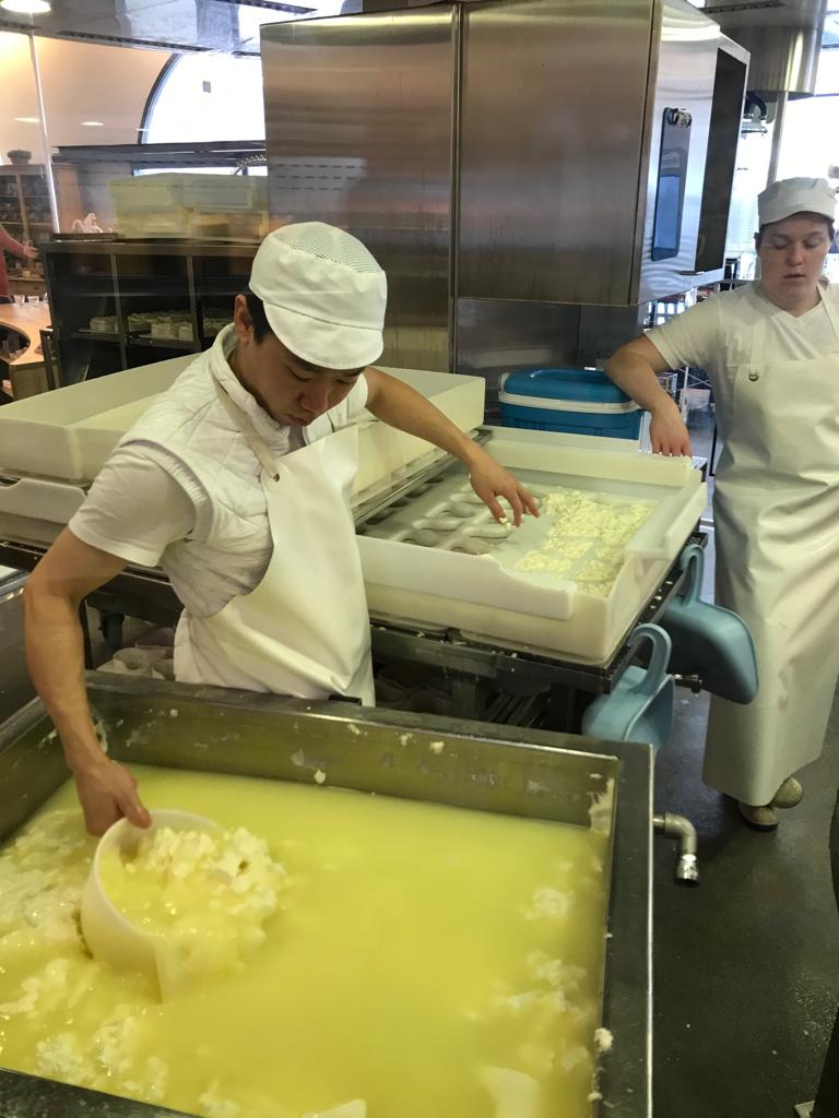 Die Käser beim Käse machen beobachten.