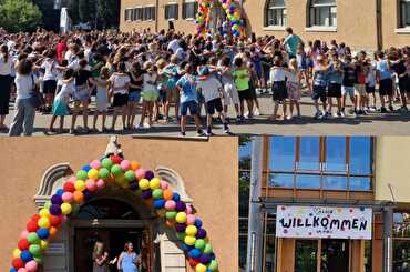 Kinder beim Schulstart
