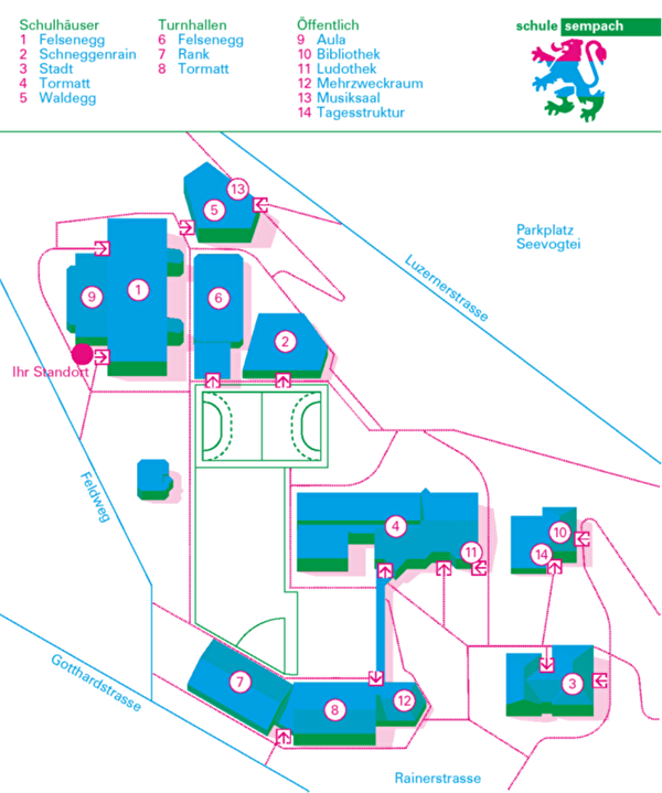 Situationsplan Eingang Schulhaus Felsenegg