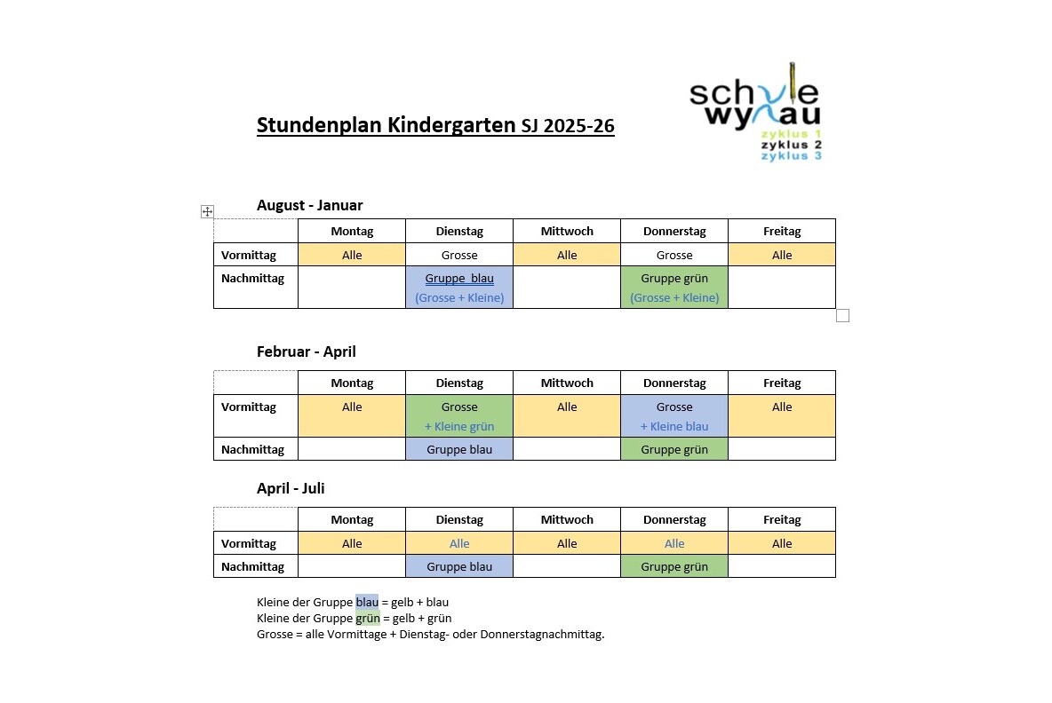 Stundenplan Kindergarten 