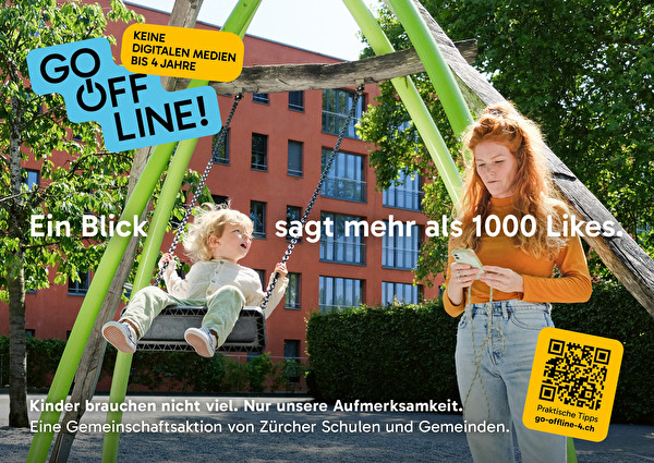 Auf dem Bild wird die Website Go off Line beworben mit einem QR-Code