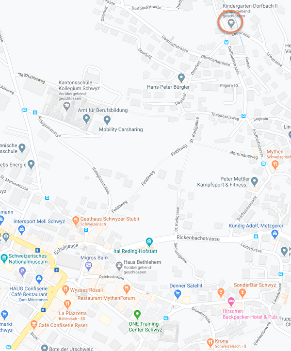 Lageplan Kindergarten Dorfbach