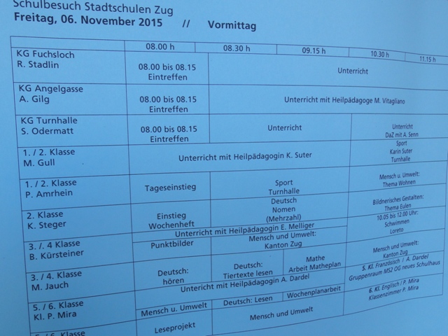 "Menu" für den Schulbesuchstag