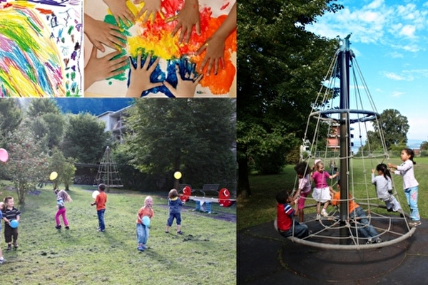 Kinderhände, bunte Farben, auf dem Spielplatz, Klettergerüst