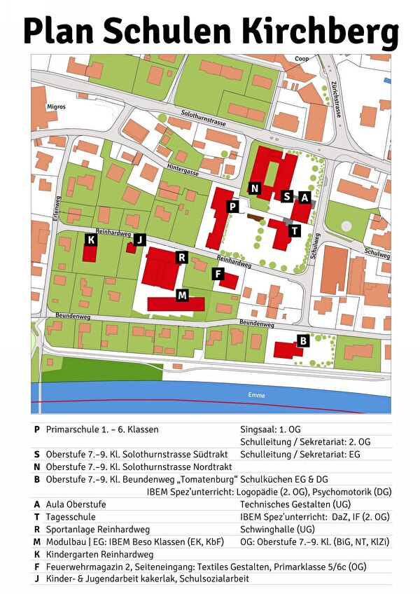 Lageplan Schulen Kirchberg