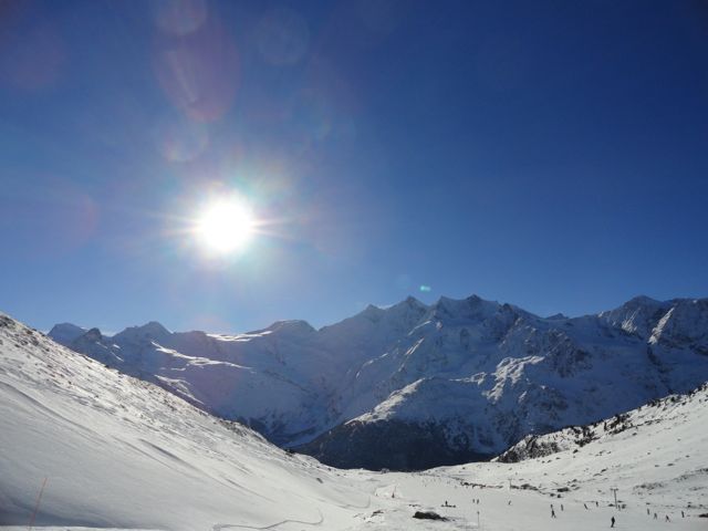 Heute war wirklich ein Prachtstag. Ausblick auf die Walliser Viertausender