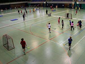 Der Blick von oben auf die 3-fach-Turnhalle.