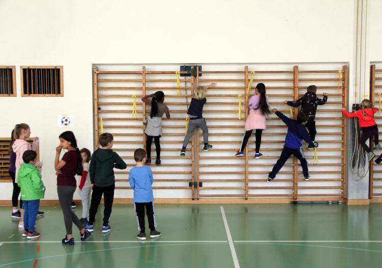 Klettern an der Sprossenwand