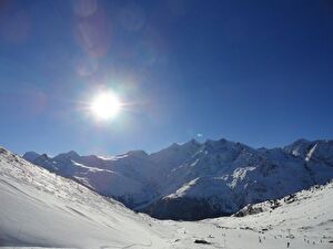 Heute war wirklich ein Prachtstag. Ausblick auf die Walliser Viertausender