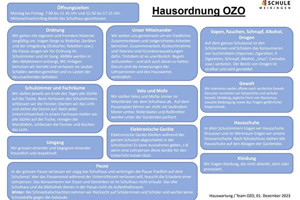 Hausordnung Schulhaus Kapellen