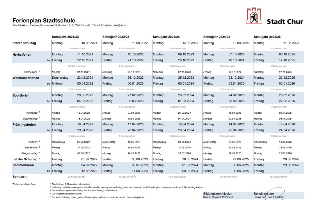 Ferienplan