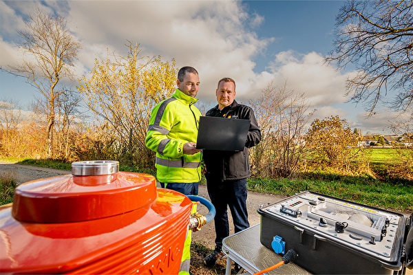 Messsituation an einem Hydranten der Gemeindewerke Villmergen