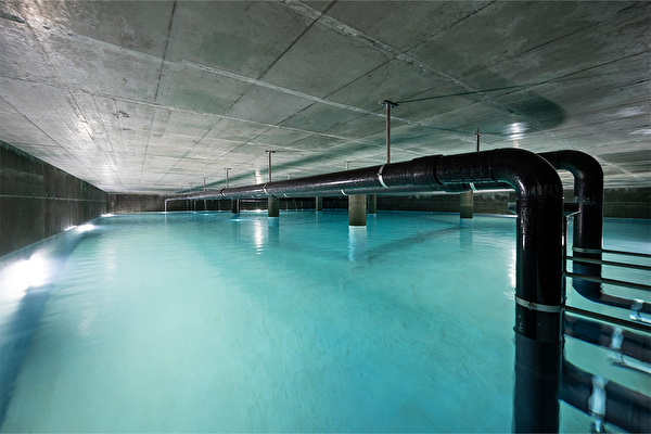 Bild der Wasserkammer des Reservoirs Bergmättli im Versorgungsgebiet der Gemeindewerke Villmergen
