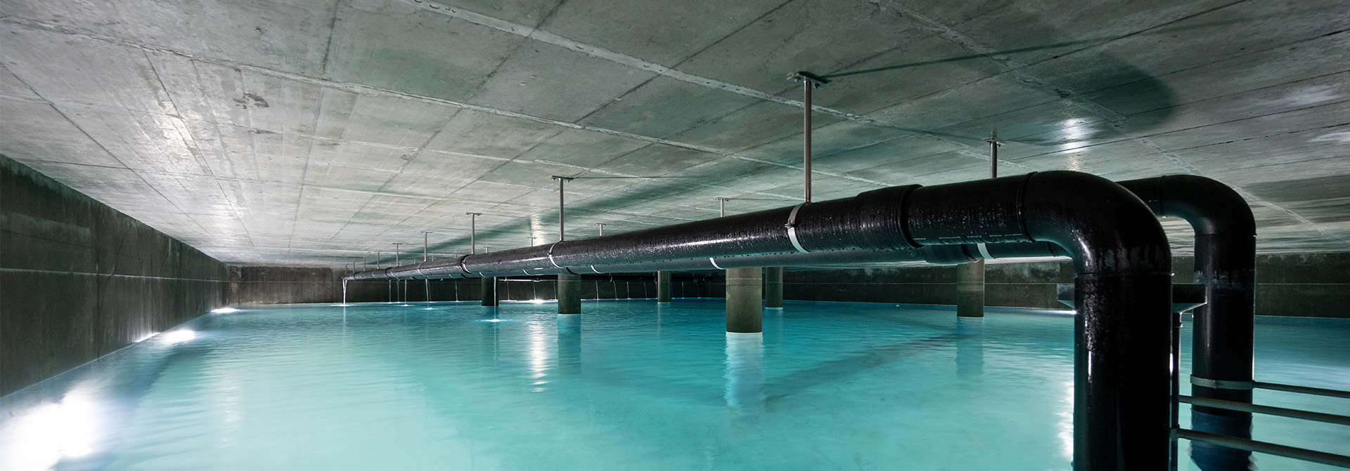 Bild der Wasserkammer des Reservoirs Bergmättli im Versorgungsgebiet der Gemeindewerke Villmergen