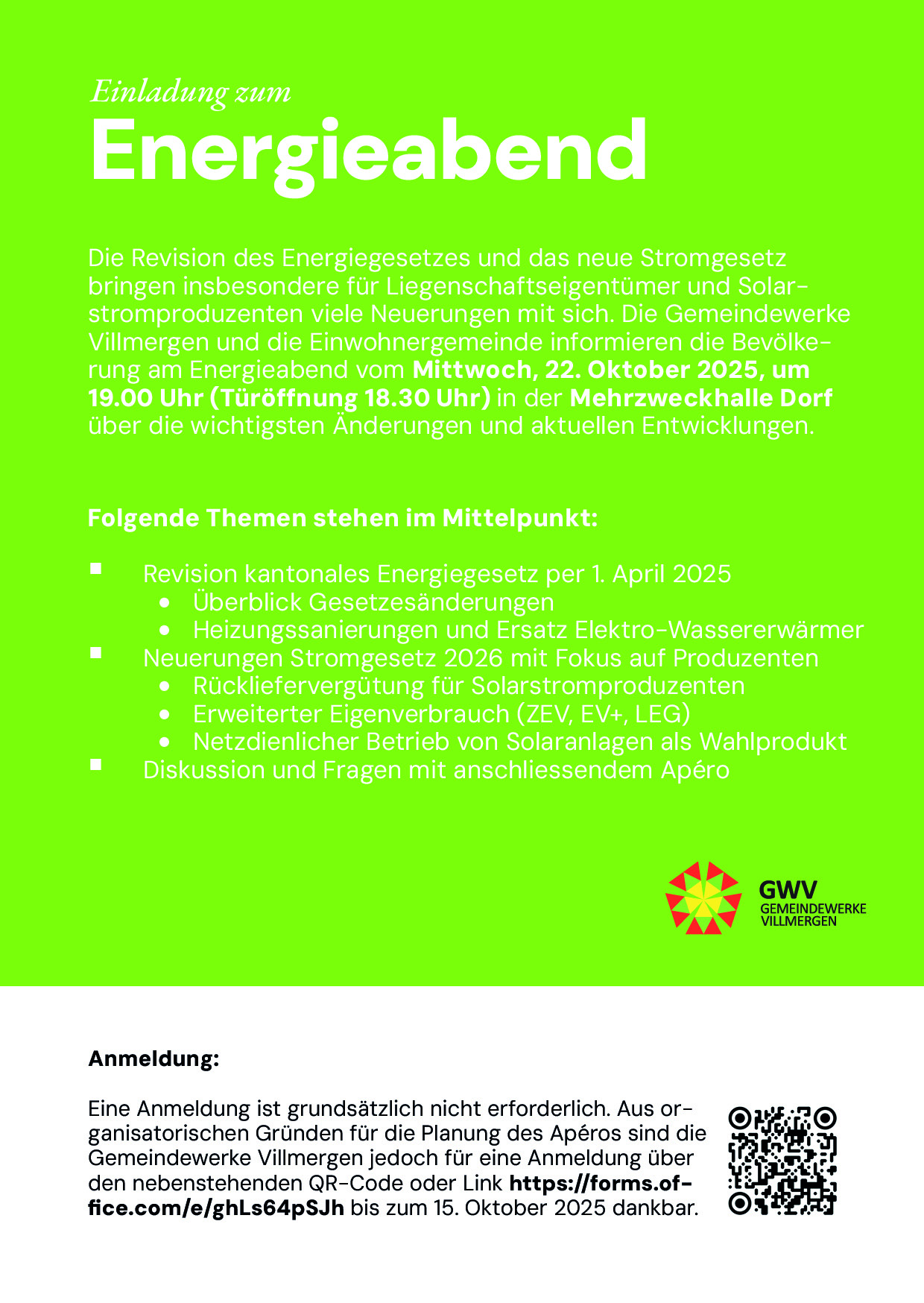 Einladung zum Energieabend