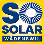 Logo sosolar Wädenswil in blau mit gelbem HIntergrund