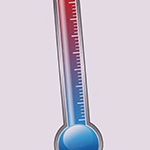 Thermometer von blau bis rot