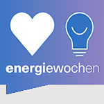 Bild mit Herz und Glühlampe mit Smile und unterhalb energiewochen geschrieben