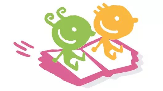 Kinder sitzen in Buch