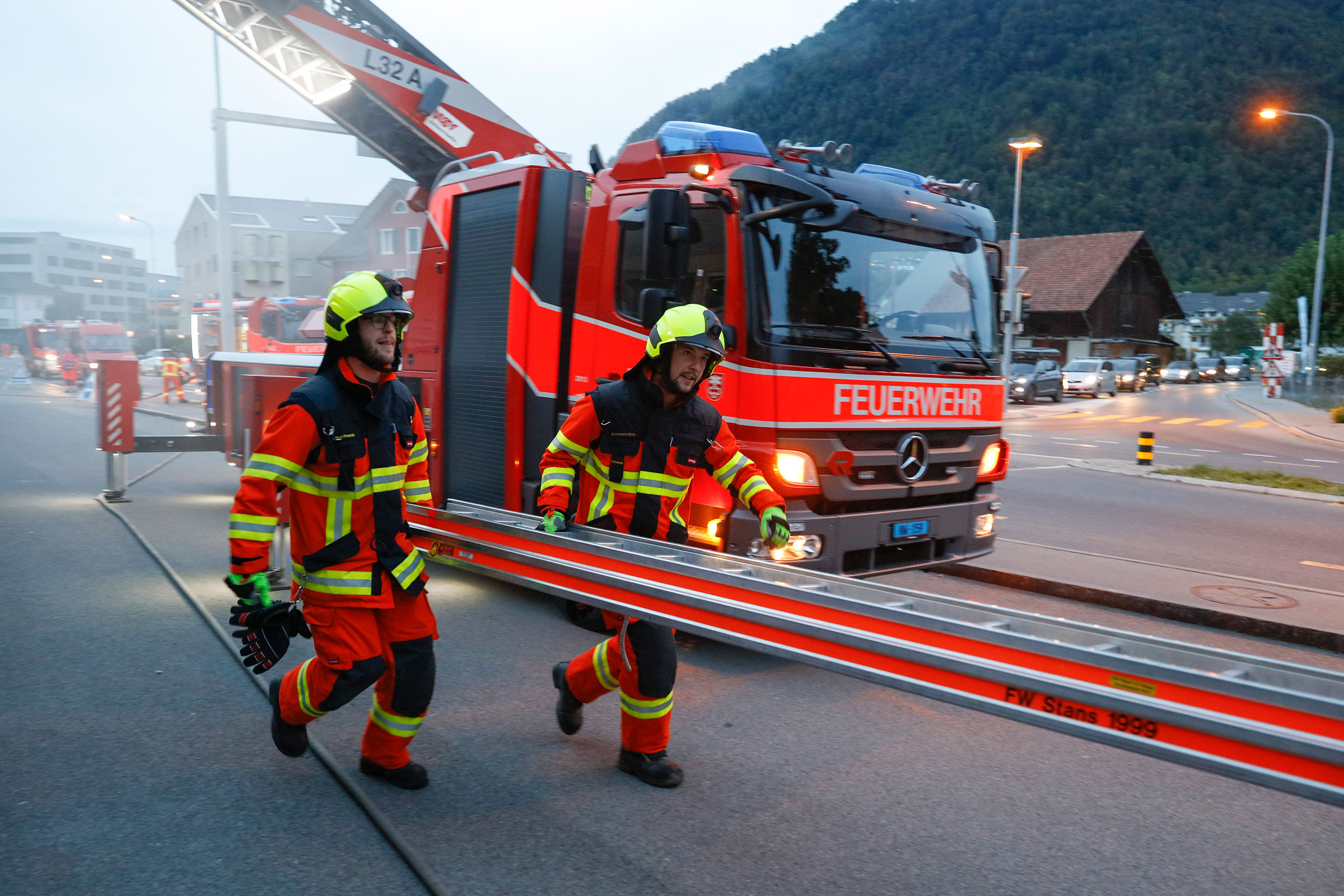 Eine Schiebeleiter wird benötigt …
