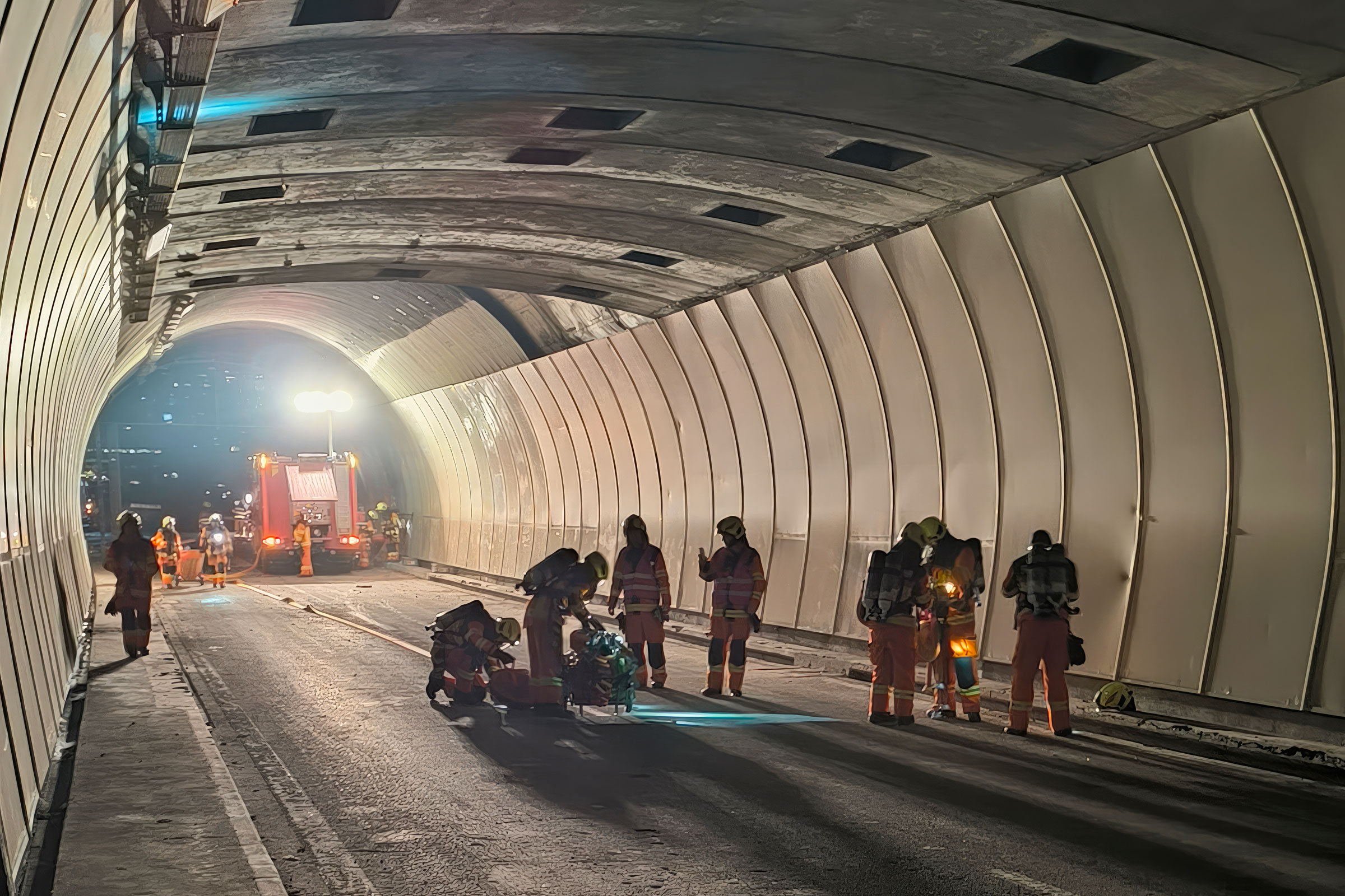 Die Atemschutzgruppen UVA üben im ehemaligen Achereggtunnel.