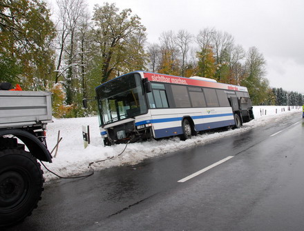 Bus kam von der Strasse ab 