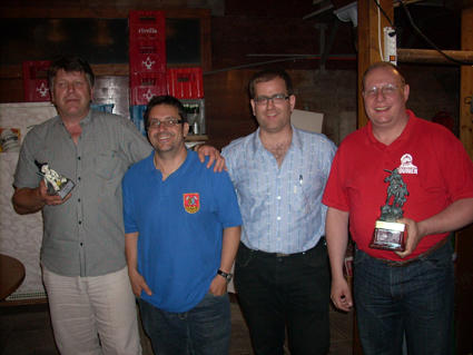 Trosthexe-Gewinner Michi, Präsident Roli, Organisator Patrick, Gewinner Dani