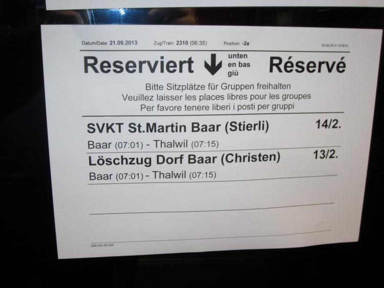 Die Plätze sind reserviert