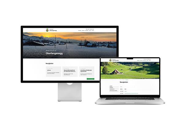 Desktop- und Tablet-Ansicht Webauftritt Gemeinde Oberlangenegg