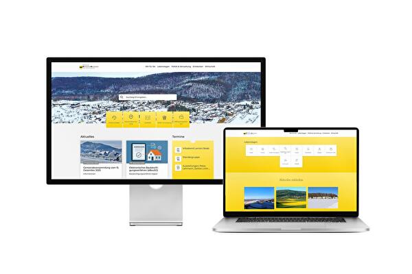 Desktop- und Tablet-Ansicht Webauftritt Gemeinde Metzerlen