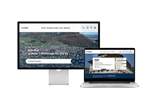 Desktop- und Tablet-Ansicht Webauftritt Gemeinde Balsthal