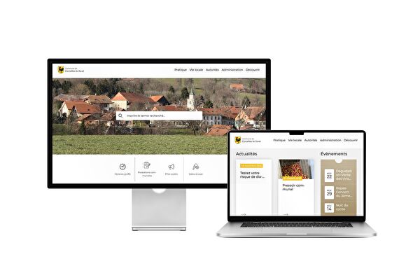 Desktop- und Tablet-Ansicht Webauftritt Gemeinde Corcelles-le-Jorat