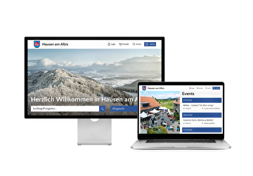 Desktop- und Tablet-Ansicht Webauftritt Gemeinde Hausen am Albis