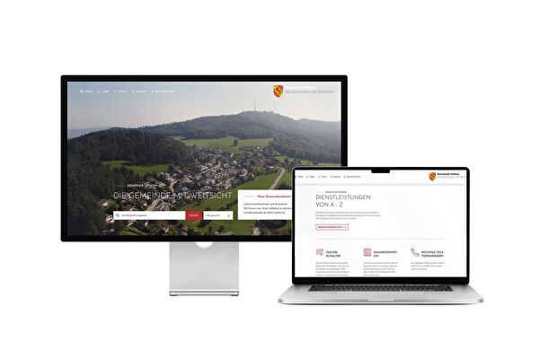 Desktop- und Tablet-Ansicht Webauftritt Gemeinde Uitikon