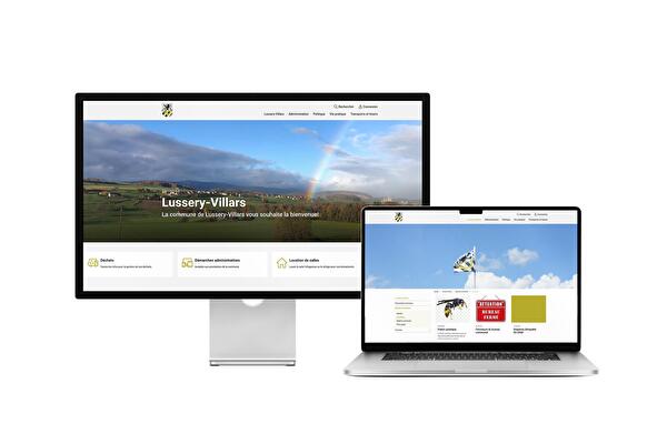 Desktop- und Tablet-Ansicht Webauftritt Gemeinde Lussery-Villars