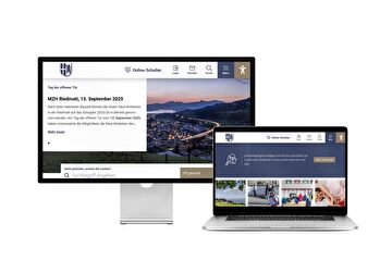 Desktop- und Tablet-Ansicht Webauftritt Gemeinde Wollerau
