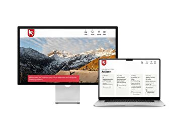 Desktop- und Tablet-Ansicht Webauftritt Gemeinde Pfäfers