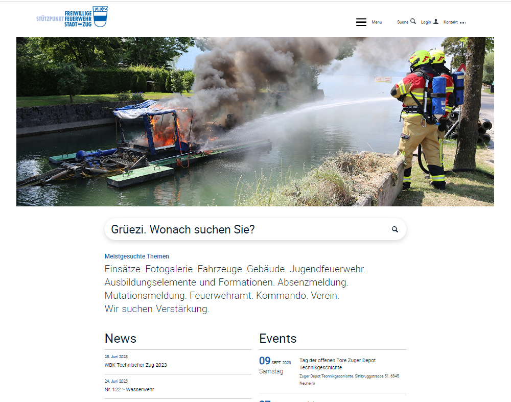 Site web des sapeurs-pompiers volontaires de Zoug