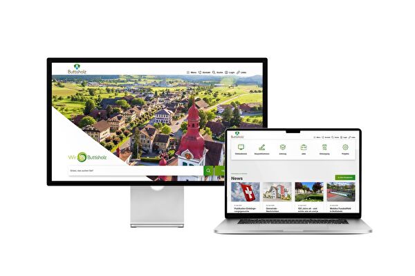 Desktop- und Tablet-Ansicht Webauftritt Gemeinde Buttisholz