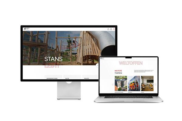 Desktop- und Tablet-Ansicht Webauftritt Gemeinde Stans