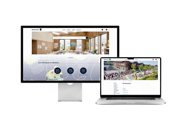 Desktop- und Tablet-Ansicht Webauftritt Schule Port