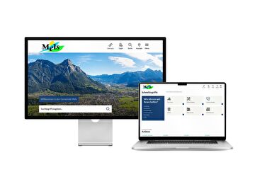 Desktop- und Tablet-Ansicht Webauftritt Gemeinde Mels