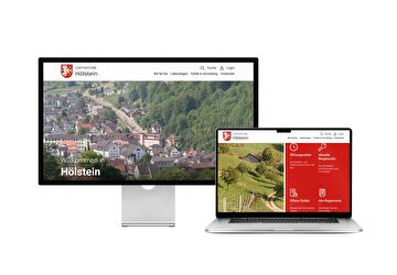 Desktop- und Tablet-Ansicht Webauftritt Gemeinde Hölstein