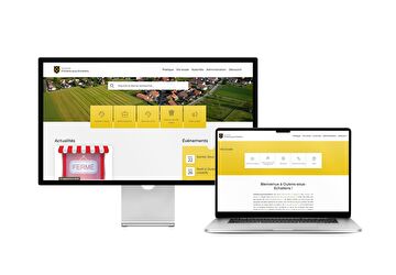 Desktop- und Tablet-Ansicht Webauftritt Gemeinde Oulens-sous-Echallens