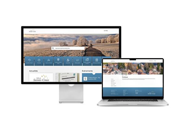 Desktop- und Tablet-Ansicht Webauftritt Gemeinde Sainte-Croix