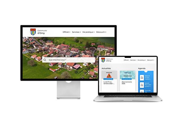 Desktop- und Tablet-Ansicht Webauftritt Gemeinde Orny