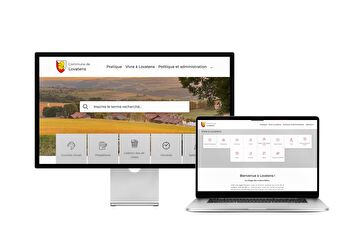 Desktop- und Tablet-Ansicht Webauftritt Gemeinde Lovatens